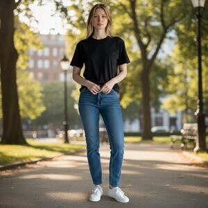 Lee Jeans Womens 18W Premium Blue Stonewashed Stretchy Comfort Classic Mom